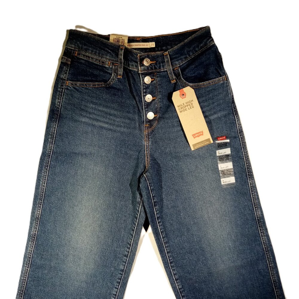 LEVI'S Jeans  Mile High Cropped Wide Leg  sz 0/25  27" Inseam  Button-Fly  NWT